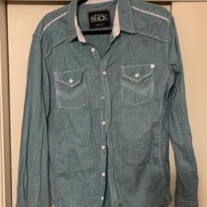 Mens Buckle Black athletic fit - blue with white stitching